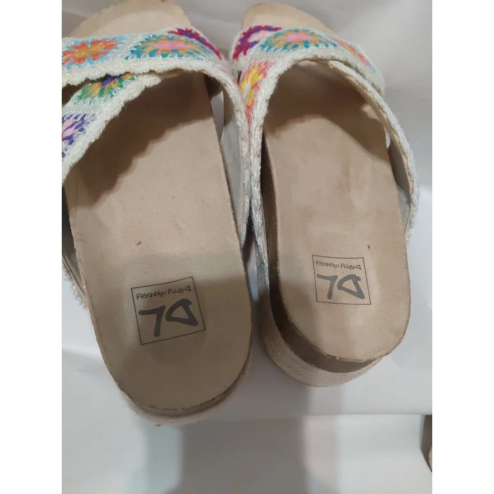 Dirty Laundry Womens Crocheted Granny Square Platform Sandal Natural Size 9. 5